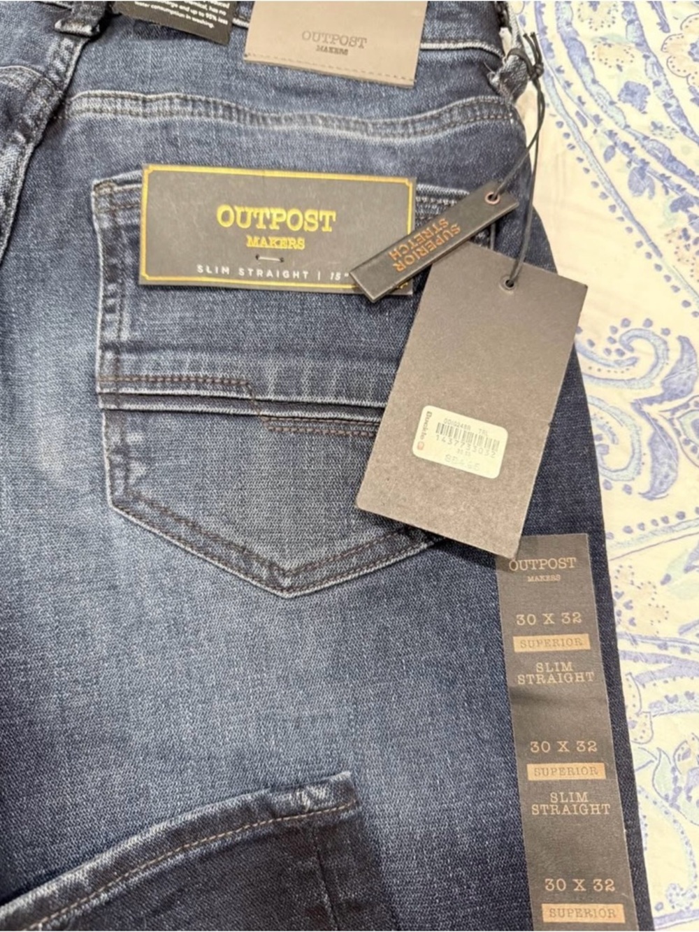 Men's Dark Blue Straight Leg Jeans- Outpost Makers - Picture 3 of 5
